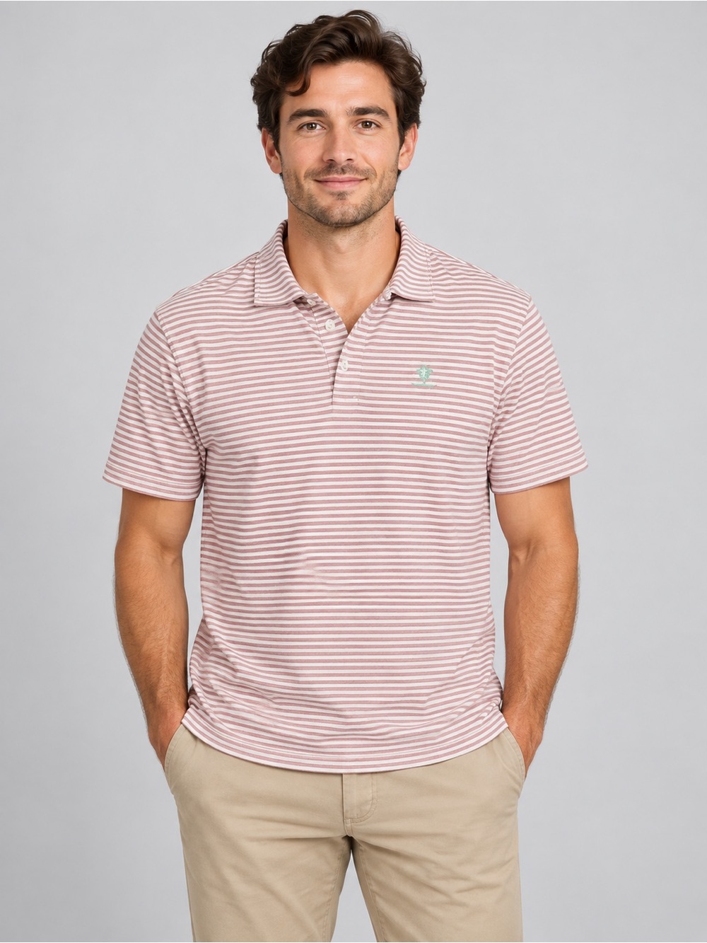 Peter Millar Summer Comfort Polo Men's XL Pink Stripe Grandover Resort Golf
